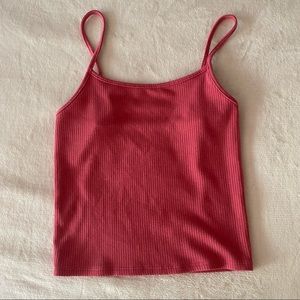Red American Eagle ribbed cropped tank top